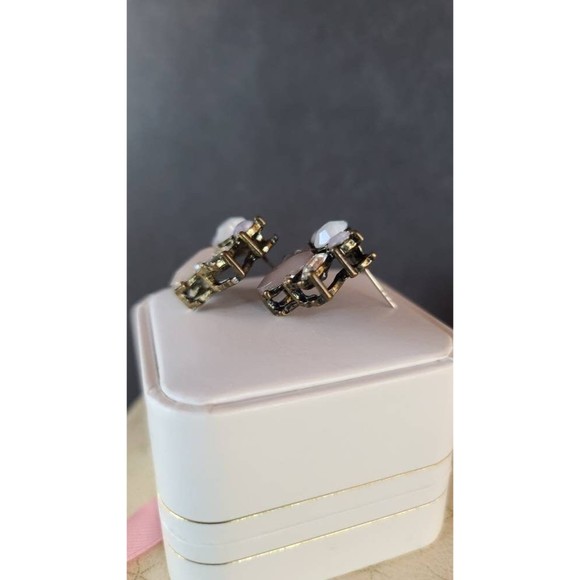 Muted Neutral Pink Rhinestone Pierced Earrings - Picture 6 of 10